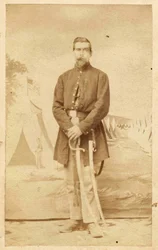 El emigrante de Württemberg Johann Jakob Beck en uniforme, 1864